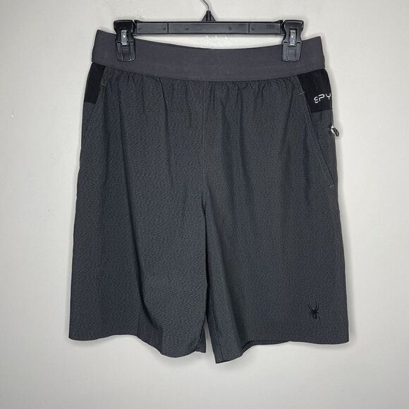 SPYDER Shorts Mens Medium M Gray Active Performance Lightweight Pockets Stretch - Picture 1 of 8